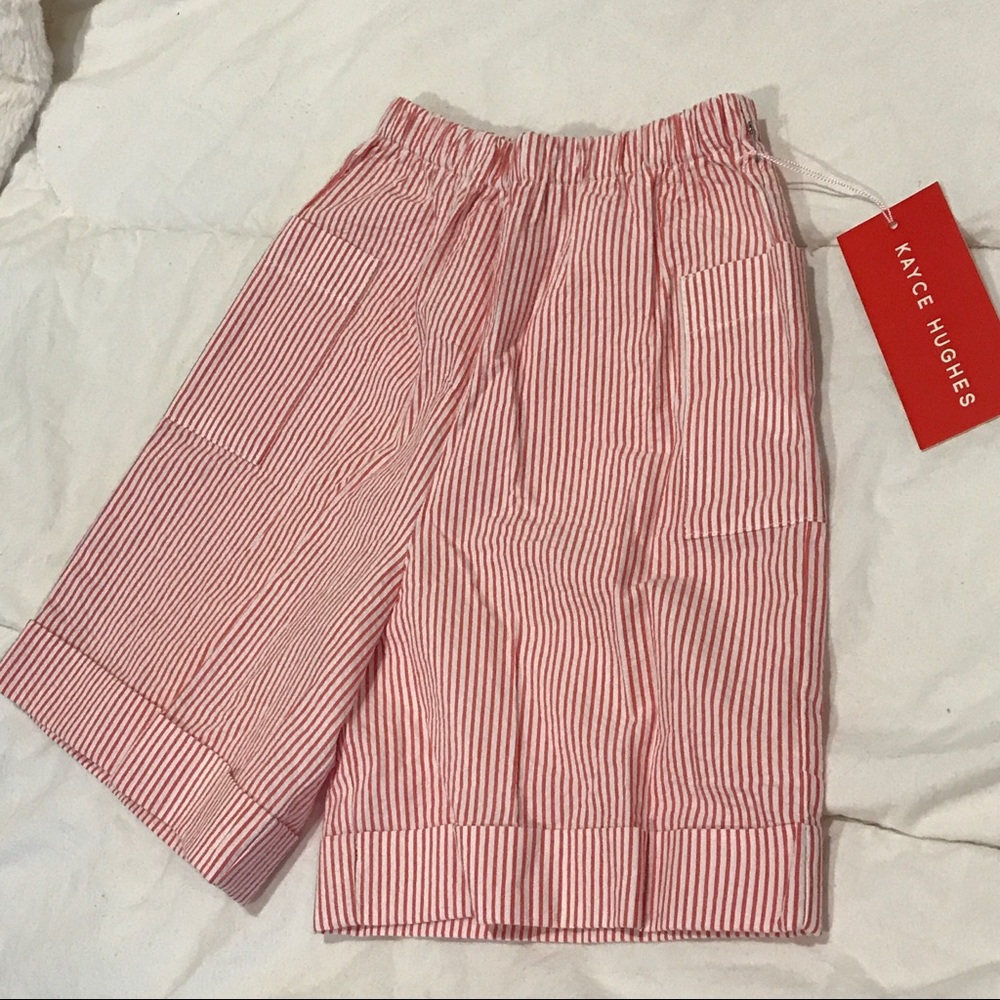 Little boys’ red seersucker shorts